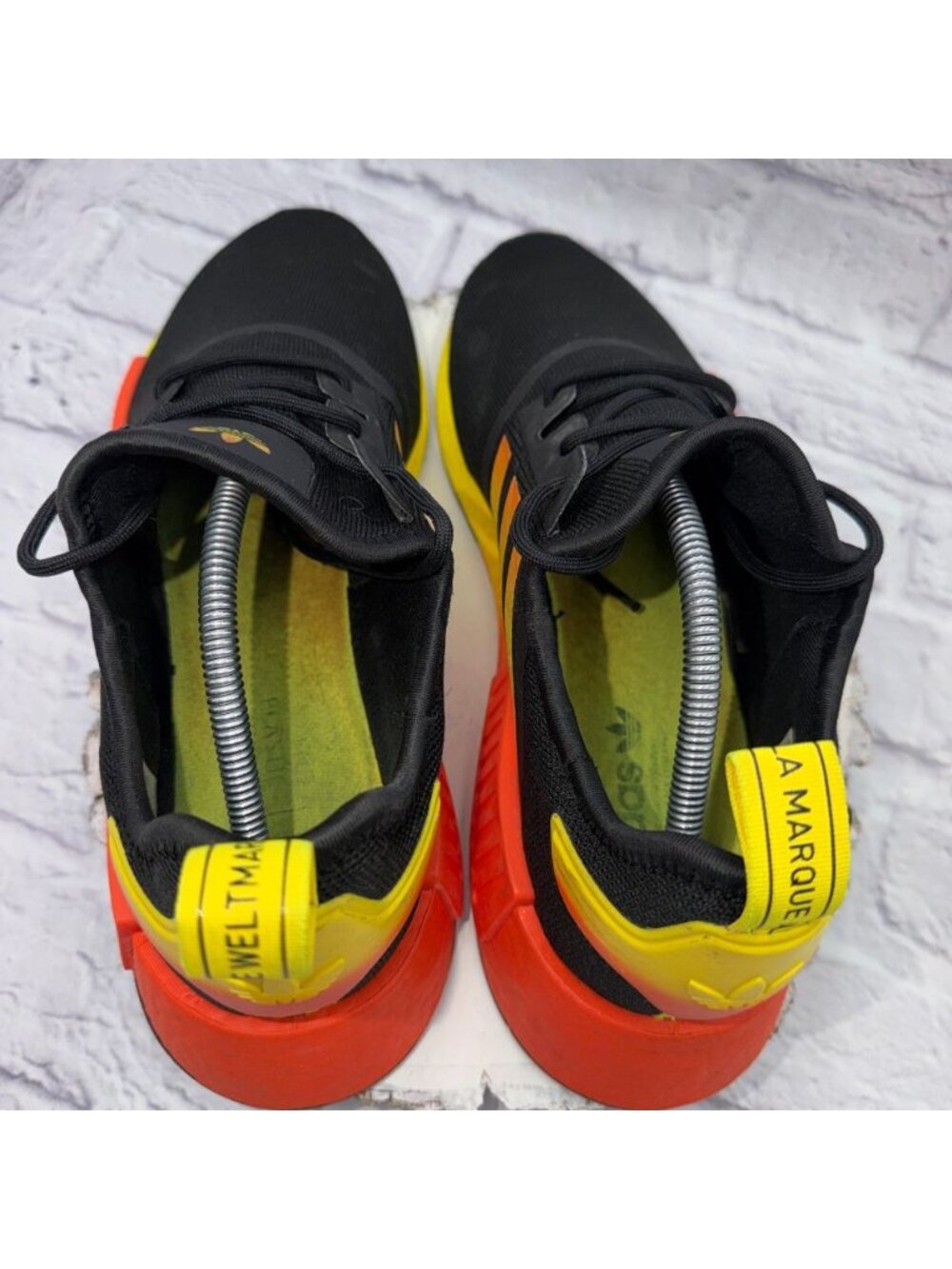 adidas NMD_R1 Men's Lace-Up Low Top Sneakers Black Yellow Size 12 Shoes - Picture 7 of 12